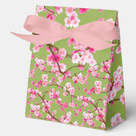 Exquisite Kirschblüten Florals auf Chartreuse Geschenkschachtel