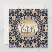 Exquisite Lila Gold Dinner Party Einladungen (Vorderseite)