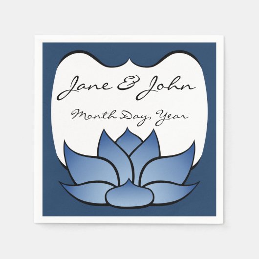 Exquisite Lotus in Blue Napkins Serviette (Vorderseite)