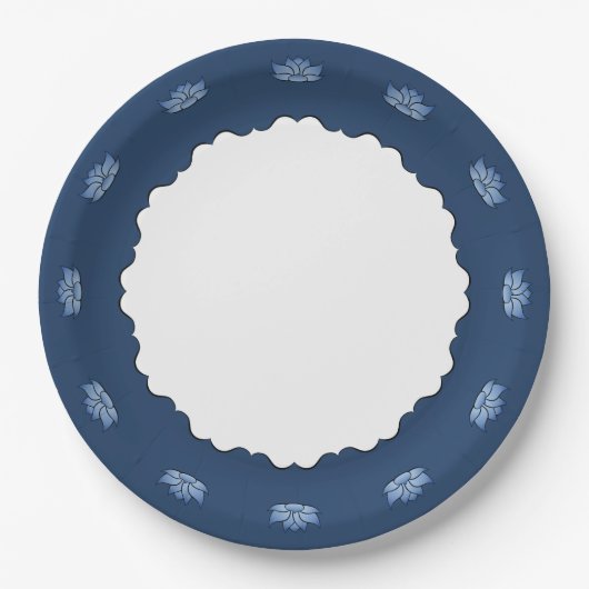 Exquisite Lotus in Blue Paper Plate Pappteller (Vorderseite)