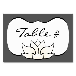 Exquisite Lotus in Pewter und White Table Card Tischnummer