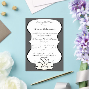 Exquisite Lotus in Zinn und Weiße Hochzeit Acryleinladungen