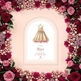 Exquisite Lovely Flower Girl Dress in Pink & Gold Acryleinladungen