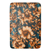 Exquisite luxuriöse Golden Blume, Blätter auf Blue Badematte (Vorderseite Vertikal)