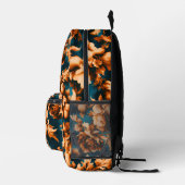 Exquisite luxuriöse Golden Blume, Blätter auf Blue Bedruckter Rucksack (Rechts)