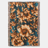 Exquisite luxuriöse Golden Blume, Blätter auf Blue Decke (Vorderseite Vertikal)
