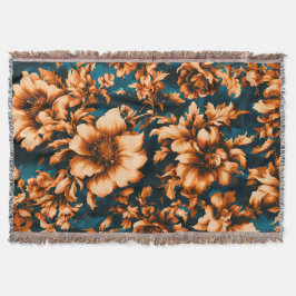 Exquisite luxuriöse Golden Blume, Blätter auf Blue Decke