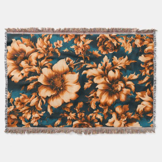 Exquisite luxuriöse Golden Blume, Blätter auf Blue Decke (Vorderseite)