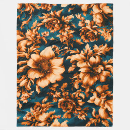 Exquisite luxuriöse Golden Blume, Blätter auf Blue Fleecedecke