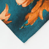 Exquisite luxuriöse Golden Blume, Blätter auf Blue Fleecedecke (Ecke)