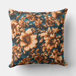 Exquisite luxuriöse Golden Blume, Blätter auf Blue Kissen