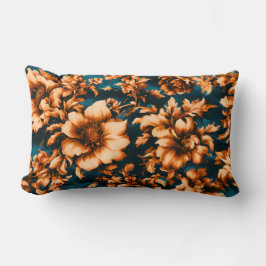 Exquisite luxuriöse Golden Blume, Blätter auf Blue Lendenkissen