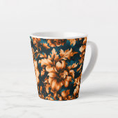 Exquisite luxuriöse Golden Blume, Blätter auf Blue Milchtasse (Rechte Ecke)