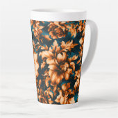 Exquisite luxuriöse Golden Blume, Blätter auf Blue Milchtasse (Rechte Ecke)