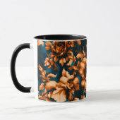 Exquisite luxuriöse Golden Blume, Blätter auf Blue Tasse (Links)