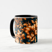 Exquisite luxuriöse Golden Blume, Blätter auf Blue Tasse (Vorderseite Links)