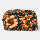 Exquisite luxuriöse Golden Blume, Blätter auf Blue Waschbeutel (Vorderseite)