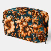 Exquisite luxuriöse Golden Blume, Blätter auf Blue Waschbeutel (Rechte Ecke)