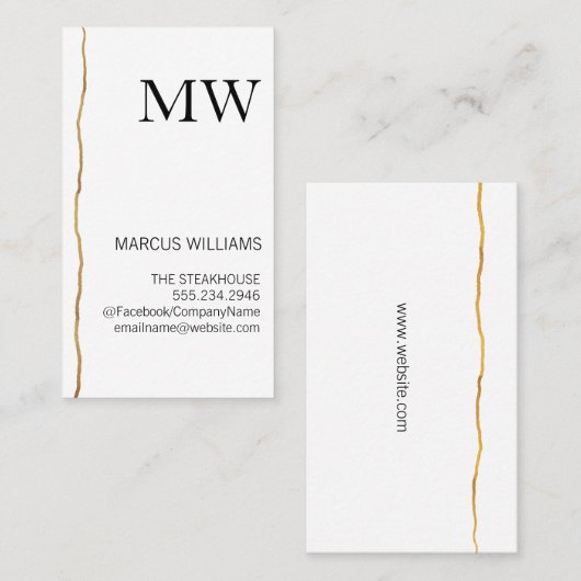 Exquisite Mark / weißer Streifen / Monogramm Visitenkarte (Vorne/Hinten)