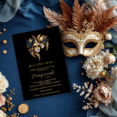 Exquisite Masquerade Masks Gold Effect Accents Einladung