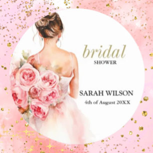 Exquisite Minimale Hochzeit Brautparty Runder Aufkleber