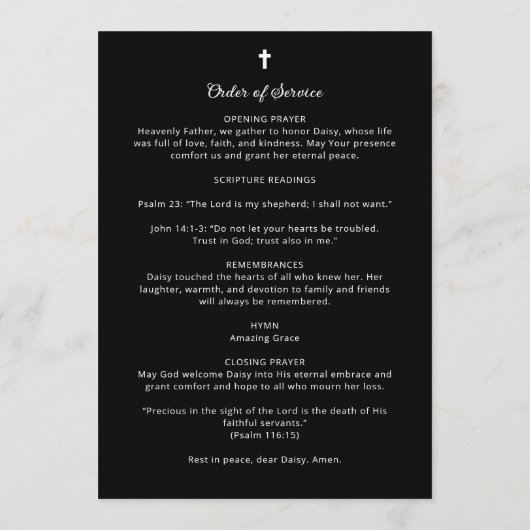 Exquisite Minimalist Floral Black & White Floral Programm (Rückseite)