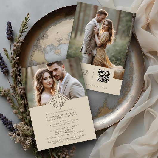 Exquisite Minimalist Wedding Botanical Monogram Einladung