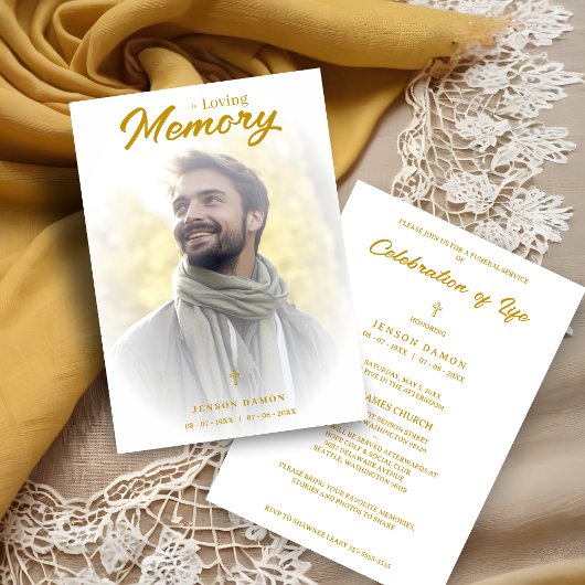 Exquisite Minimalist White Gold Gradient Photo Einladung