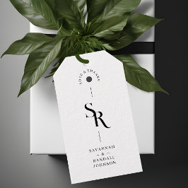 Exquisite Minimalistische Schwarz-Weiß-Initialen Geschenkanhänger