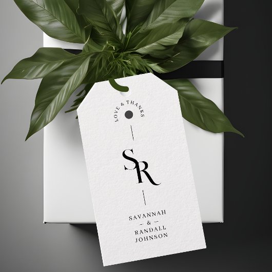 Exquisite Minimalistische Schwarz-Weiß-Initialen Geschenkanhänger