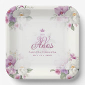 Exquisite Mis XV Años Spanische Orchideen Pappteller (Vorderseite)