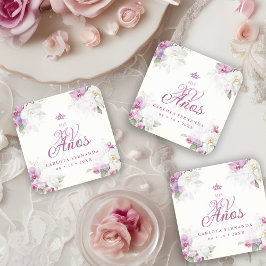 Exquisite Mis XV Años Spanish Floral Orchid Posies Rechteckiger Pappuntersetzer