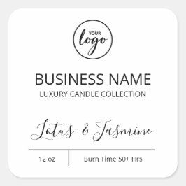 Exquisite moderne Logo-White-Candle-Labels Quadratischer Aufkleber