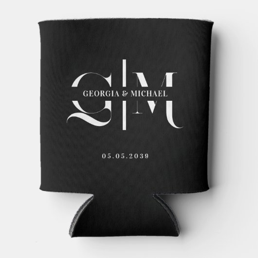 Exquisite Monogram Minimalist Black Wedding Favor Dosenkühler (Vorderseite)