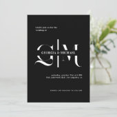 Exquisite Monogram Minimalistisch Black Wedding Einladung (Stehend Vorderseite)