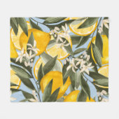 Exquisite Muster mit gelben Bergamottenfrüchten, r Fleecedecke (Vorderseite (Horizontal))