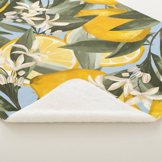 Exquisite Muster mit gelben Bergamottenfrüchten, r Sherpadecke (3/4)