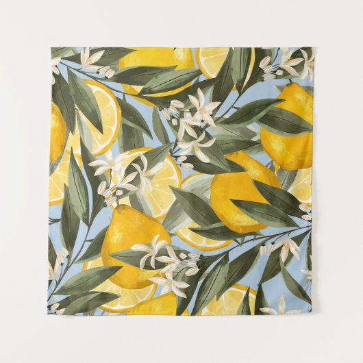 Exquisite Muster mit gelben Bergamottenfrüchten, r Wandteppich (Vorderseite)