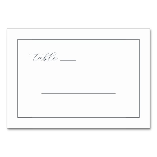 Exquisite Navy Calligraphy Table Tischnummer (Vorderseite)