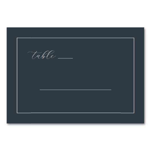 Exquisite Navy Calligraphy Table Tischnummer (Vorderseite)