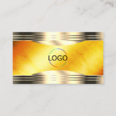 Exquisite Orange Marble Gold Border Logo und Foto Visitenkarte (Vorderseite)