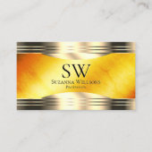 Exquisite Orange Marble Gold Border Monogram Foto Visitenkarte (Vorderseite)
