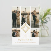 Exquisite Original 5-Photo Collage Wedding Save The Date (Stehend Vorderseite)