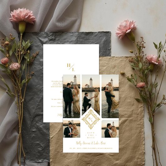 Exquisite Original 5-Photo Collage Wedding Save The Date