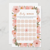 Exquisite Peach Floral Baby Dusche BINGO Karte (Vorne/Hinten)