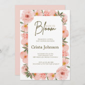 Exquisite Peach Floral Baby Dusche Einladung (Vorne/Hinten)
