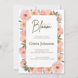 Exquisite Peach Floral Baby Dusche Einladung