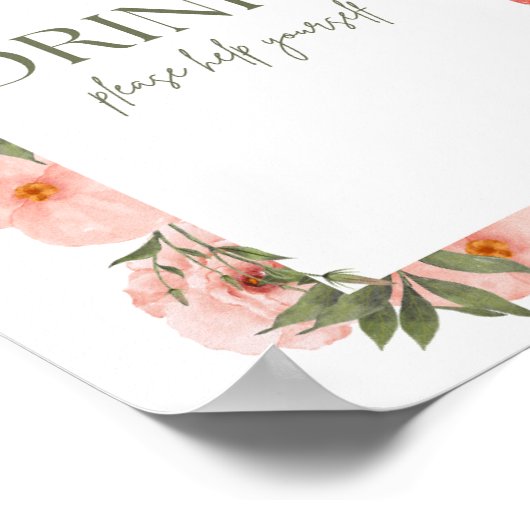 Exquisite Peach Floral Beverage Poster (Ecke)