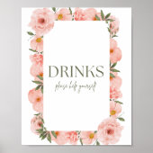 Exquisite Peach Floral Beverage Poster (Vorne)