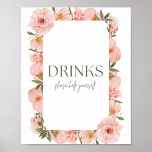 Exquisite Peach Floral Beverage Poster